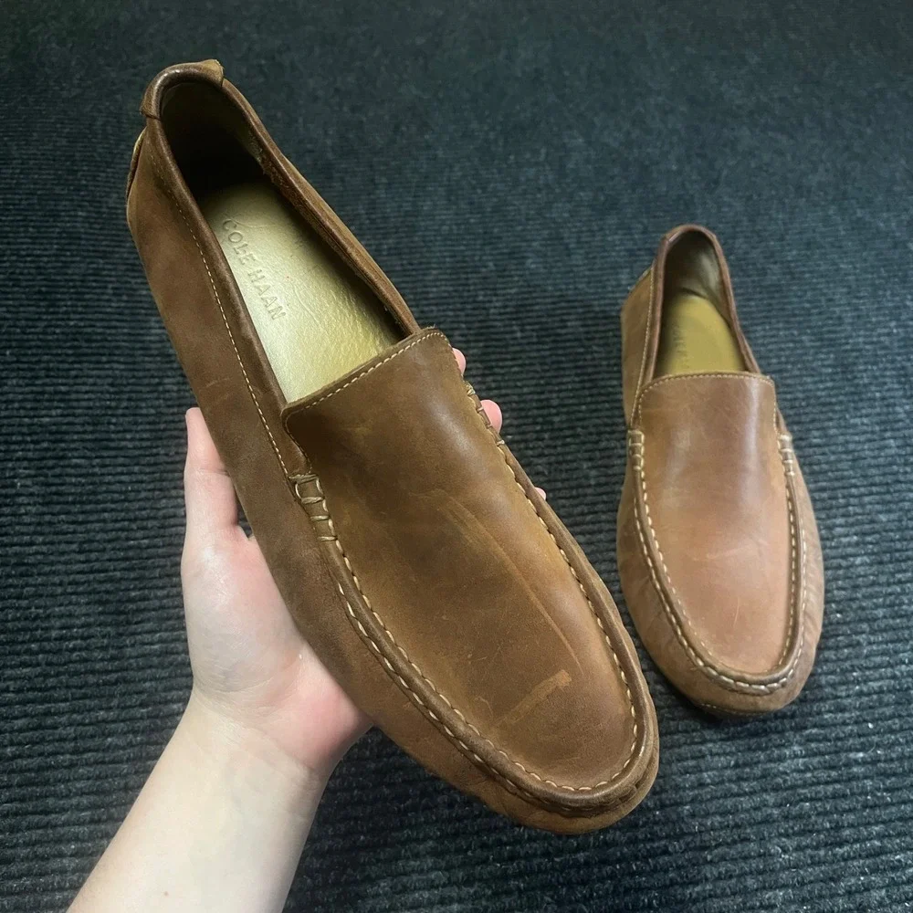 Cole Haan Grant Driver Loafers Mens 12 Brown Leather Moc Toe Slip On C11401
